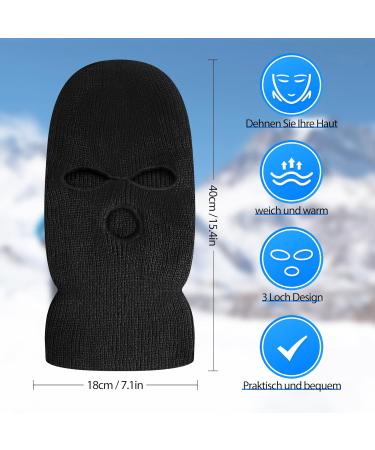 BBTO Knitted Balaclava - 3 Holes Full Face Cover | Winter Essential | One Size Black | International Shipping Available - Buy Online on GoSupps.com