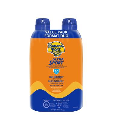 Banana Boat Ultra Sport Sunscreen Spray NEW FORMULA Spf 30 Twin Pack 2x226g