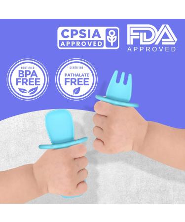 MD Avenue 100 percent Food Grade Toddlers Silicone Utensils Set BPA Free Anti-Choke Baby Spoon and Toddler Fork Combo Infant Spoons Forks First Self Feeding Set (Blue) - Buy Online on GoSupps.com