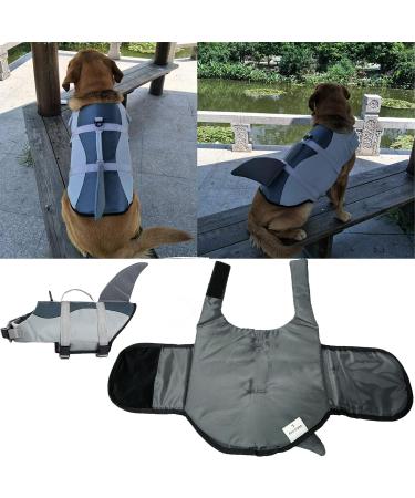 Adjustable Dog Life Vest - Gray Swimming Suit for Pets | Aqua-Top Dog Lifejacket (Large) - Buy Online on GoSupps.com
