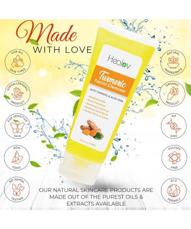 Turmeric Face Wash | 100% Natural Anti-Aging Facial Cleanser for Clear Skin Spots & Sun Damage Exfoliating Turmeric Soap Detox Treatment - Buy Online on GoSupps.com