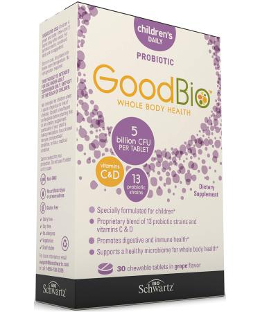 BioSchwartz GoodBio Children's Daily Probiotic Grape  30 Chewable Tablets