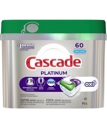 Cascade Dishwasher Detergent Pods Platinum ActionPacs + Oxi Fresh Scent 60 Count - Buy Online on GoSupps.com