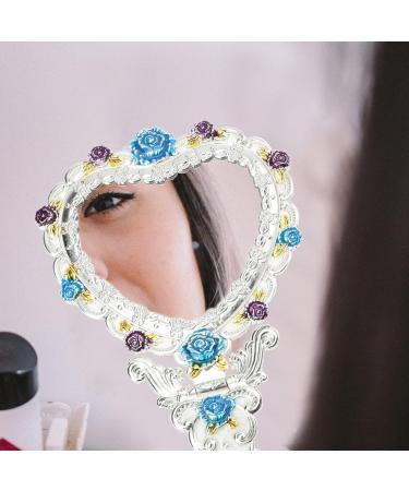 Uonlytech 1 Set Love Makeup Mirror Metal Decorate Handheld Woman Silver silver White - Buy Online on GoSupps.com