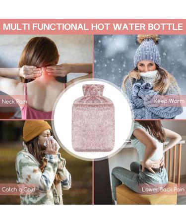 Jsdoin 2L Hot Water Bottle with Luxury Faux Fur Cover - Pink | Leakproof Hot Water Bag for Pain Relief and Warmth - Buy Online on GoSupps.com