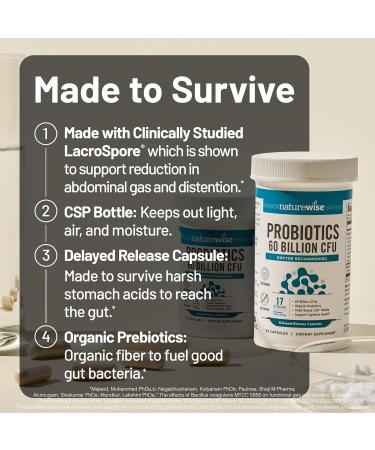 NatureWise 1 Probiotics 60 Billion CFU + Organic Prebiotics - 30 Capsules 1-Month Supply + 1 Ashwagandha for Stress + GABA & L-Theanine - 60 Capsules 30-Day Supply  - Buy Online on GoSupps.com