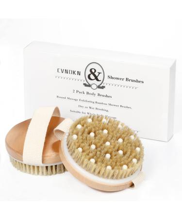 2 Pack Body Brushes for Cleaning and Exfoliating,Natural Soft and Hard Boar Bristles,Round Massage Exfoliating Body Bath Brushes,Suitable for Whole Body Massage to Promote Blood Circulation.