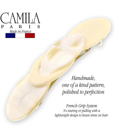 Camila Paris CP2337 French Handmade Interlock Cream & Pearl Barrettes for Girls - Strong Hold Hair Clips for Women - Made in France - Buy Online on GoSupps.com
