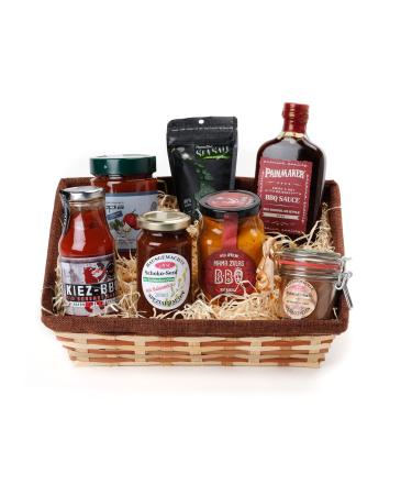 Gift for men gift basket / gift basket BBQ Master: German delicacies for grilling Barbecue sauce homemade mustard ketchup chocolate salt |Gifts for men for men for boss to say goodbye delicatessen basket delicacies basket gift basket food filled birthday 