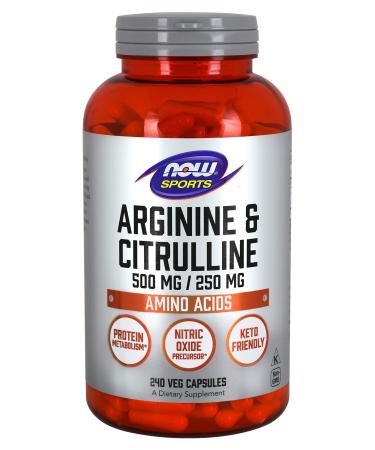 NOW Foods - Arginine 500mg & Citrulline 250mg Amino Acids - 240 Vegetable Capsule(s)