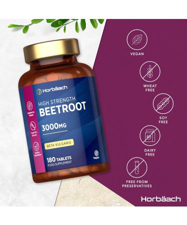 Horbaach Beetroot Extract 3000mg 180 Vegan Tablets Beetroot Extract Supplement Nitric oxide Horbach - Buy Online on GoSupps.com