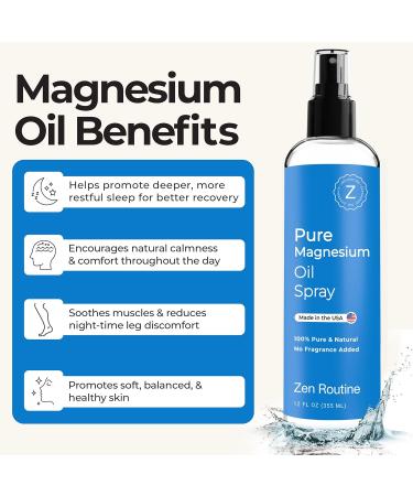 Pure Magnesium Oil Spray 12oz (2-Pack) USP Grade Topical Magnesium for Feet Body & Muscles Helps with Leg Cramps Relaxation & Recovery Made in USA 12 Fl oz 2-Pack - Buy Online on GoSupps.com