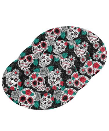 3-Pack Cleaning Kitchen Sponges Oval Skull Flowers Eaves Kitchen Cellulose Dishwashing Wood Pulp Cotton