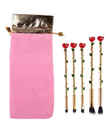 Sujhyrty Rose Makeup Brush Set Beauty Makeup Brush for Eyeshadow Contour-Gold