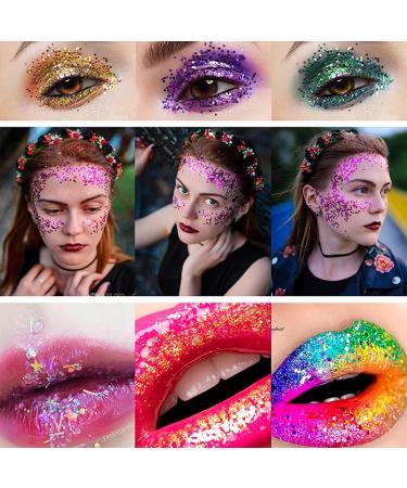 Holographic Chunky Glitter Mix Multi Flakes for Face Body Nails & Crafts | Perfect for Festivals Halloween & DIY Projects - Buy Online on GoSupps.com