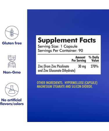 Santo Remedio Zinc 30mg 90 Capsules - Immune Support Dietary Supplement - Buy Online on GoSupps.com