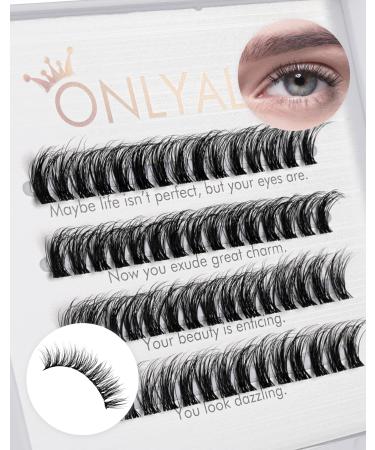 Onlyall DIY Eyelash Extensions 60 Cluster Lashes Individual Lashes Natural Lash Clusters Wispy Lashes Strip Lashes ExtensionH-43 H-43(12MM)