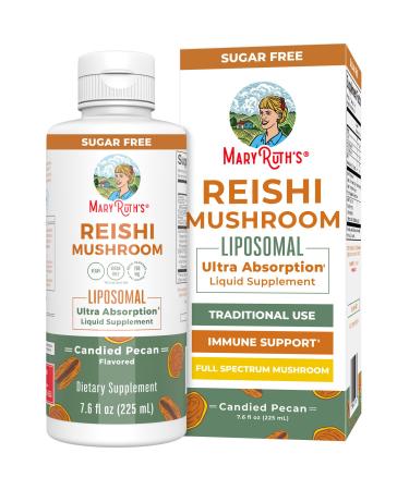 MaryRuth Organics Reishi Vegan Mushroom Supplement | Ultra Absorption Liposomal | Immune Support with 200mg Beta-Glucans Vegan |Full Spectrum Reishi Mushrooms Fruiting Body | 7.6 oz