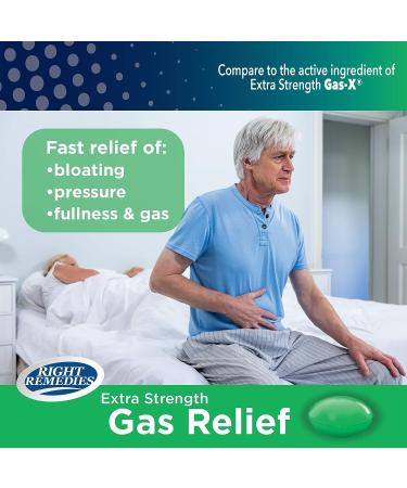 Gas Relief Simethicone 125mg (365 Softgels) Fast & Effective Gas Bloating Relief - Compare to Gas-X Extra Strength - Right Remedies - Buy Online on GoSupps.com