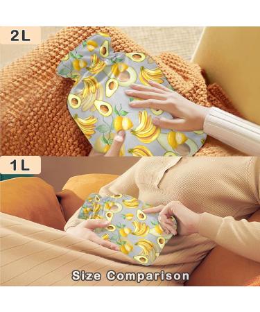 Naanle Banana Lemon Avocado Hot Water Bottle - 1L Transparent Thermal Bottle for Bed & Pain Relief | Warm & Steady Heat Therapy - Buy Online on GoSupps.com