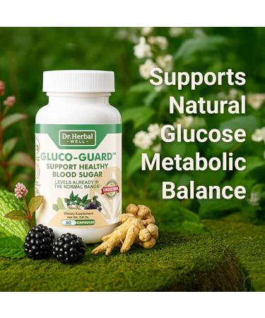 DR. HERBAL WELL Gluco-Guard with Ginseng Plus Supplement Supports Healthy Blood Sugar Levels Already Within Normal Range. No Added Vitamins Minerals 100% Natural Ingredients (60 Capsules) - Buy Online on GoSupps.com