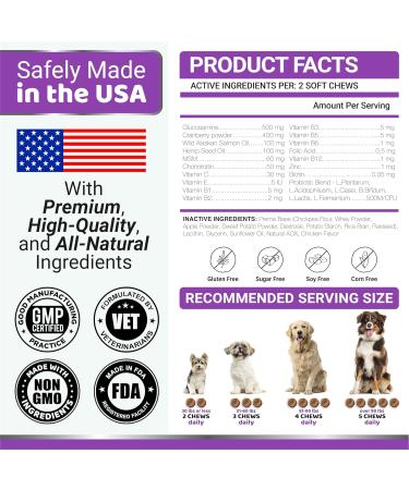 Multivitamin Chews for Dogs - Dog Vitamins - 23-in-1 Formula - Glucosamine Cranberry Salmon Oil - Vet Created - Made in USA - Buy Online on GoSupps.com