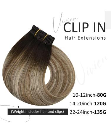 Vivien Clip In Extensions - Real Remy Hair Blonde & Dark Brown Ombre 14 Inch 120g 7PCs | High-Quality Clip-In Hair Extensions - Buy Online on GoSupps.com