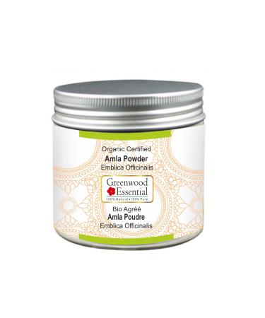 Greenwood Essential Pure Amla Powder (Indian Gooseberry) Emblica Officinalis Organic Certified 100% Natural Therapeutic Grade 100gm (3.5 oz) Amla 3.53 Ounce (Pack of 1)