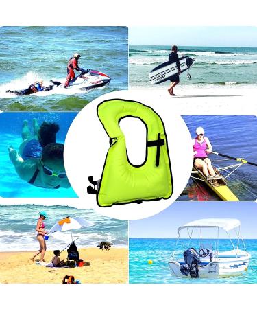 DOSURBAN Inflatable Snorkel Vest for Adults & Kids - Adjustable Safety Vests for Diving, Snorkeling, Swimming & Surfing, Green - Up to 200 lbs Loading - Buy Online on GoSupps.com