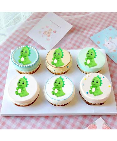 4 Pack Green Cartoon Dinosaur Cupcake Toppers - 3D Torte Decoration Picks for Baby & Birthday Parties - Buy Online on GoSupps.com
