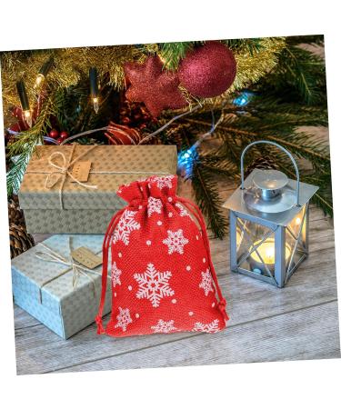 KOMBIUDA 10pcs Snowflake Burlap Bag Christmas Holiday Pouch Candy Storage Holder Drawstring Bag 14X10X0.3CM Red - Buy Online on GoSupps.com