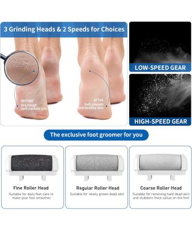 Sejoy Electric Feet Callus Removers Rechargeable 3 Grinding Heads Portable Waterproof Electronic Foot File Pedicure Tools Professional Pedi Feet Care for Dead Hard Cracked Dry Skin - Buy Online on GoSupps.com