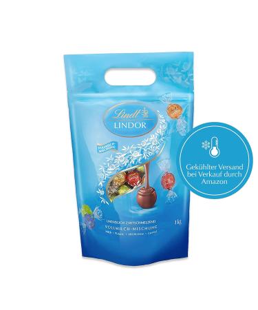 Lindt Chocolate Lindor Balls 1kg Bag | 80 Milk Pistachio Cream & Caramel Varieties | Resealable Large Pack | Perfect Chocolate Gift - Buy Online on GoSupps.com