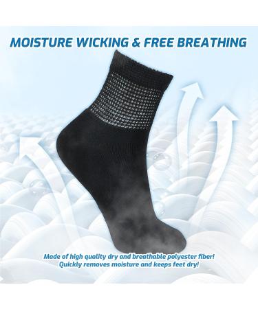 LIN Diabetic Socks for Men & Women - Non-Binding Circulatory, Extra Wide Top Socks - Edema, Neuropathy, Lymphedema - Quarter/Black - Size 13-15 (6 Pairs) - Buy Online on GoSupps.com