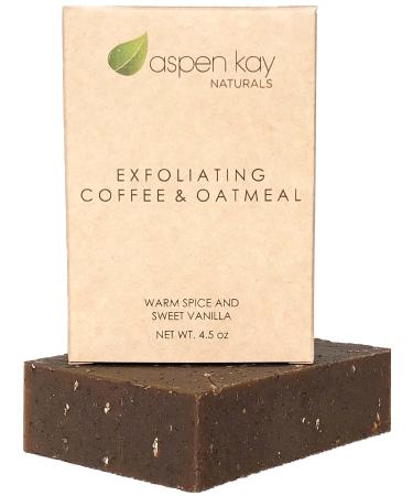 Aspen Kay Naturals Coffee & Oatmeal Exfoliating Soap  Natural and Organic Ingredients. A Wonderful Exfoliating Body Soap  For Men & Women. GMO Free. 4.5 oz Bar (1 Pack)