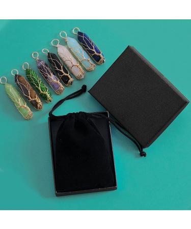 Tree of Life Healing Crystal Necklace - Wire Wrapped Natural Stone Pendant - Buy Online on GoSupps.com