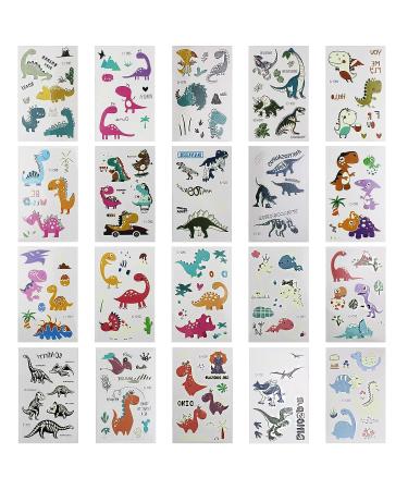 Luminous Dinosaur Temporary Tattoos for Kids - 160 Styles | Glow Dinosaur Decorations for Birthday Party | Boys and Girls 20 Sheets Dinosaur Tattoos Stickers - Buy Online on GoSupps.com