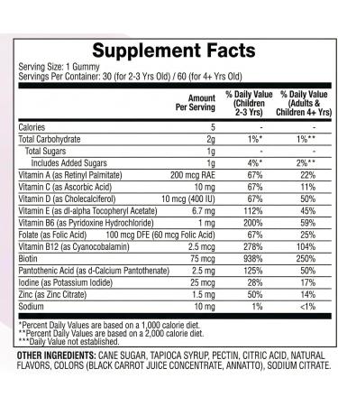 Kids Vitamins Multivitamin Gummies for Children Toddler Vitamins Vegetarian Formula Natural Flavors Dietary Supplements Vitaminas para Ni os 300 Gummies - Buy Online on GoSupps.com
