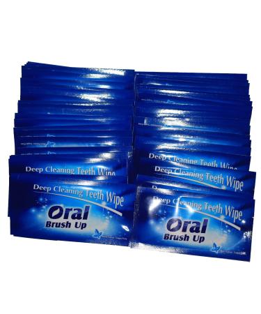 Mint Flavor Finger Teeth Wipes Disposable Brush Ups,Pack of 100,Dark Blue 100 Count (Pack of 1)