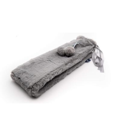 Long hot water bottle with reference 2L hose heat bottle - fluffy cover in gray with pompons pain relief & relaxation on back stomach shoulder & neck - natural rubber axion - Buy Online on GoSupps.com