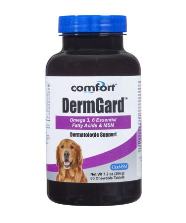 Kala Health Comfort DermGard Skin and Coat Supplement for Dogs 60 Count Supports Healthy Skin Shiny & Reduce Excessive Shedding Contains MSM Fish Oil & Omega 3 6 and 9 Essential Fatty acids