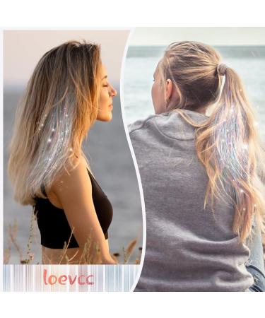 Hair Tinsel Kit with 47INCH 1200 Strands Heat Resistant Glitter Tinsel Hair Extension Sparkling Shinny Fairy Hair Accessories for Women Girls Kids Festival Party Dazzle (Silver) - Buy Online on GoSupps.com
