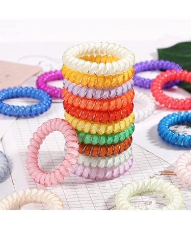 Spiral Hair Ties 24 Pcs - No Crease Phone Cord Hair Elastic - Colorful Ponytail Holders for Women & Girls - Buy Online on GoSupps.com