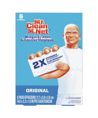 Mr. Clean Magic Eraser Original Cleaning Pads with Durafoam, White, 6 Count 6 Count (Pack of 1)