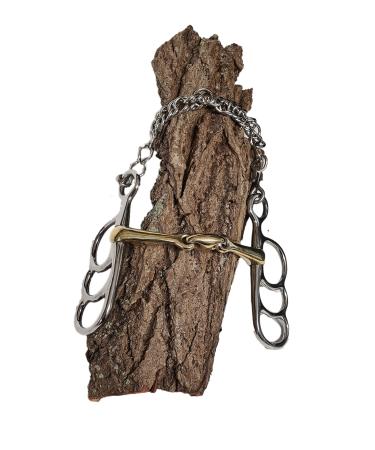 Esposita post bit with THREE rings - double jointed - brass mouthpiece stainless steel rings (12.5cm to 19.5cm) 18.5cm