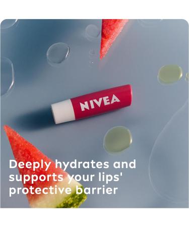 NIVEA Watermelon Shine Lip Balm (4.8g) Flavoured Lip Balm with Shea Butter Natural Oils and Vitamins Provides 24h Moisture and a Pink Shine Vegan Lip Care Formula - Buy Online on GoSupps.com