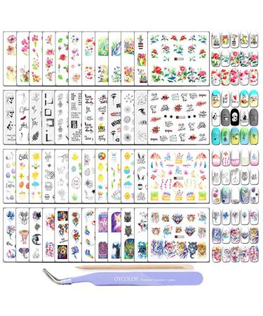 DANNEASY 48 Sheets Nail Water Transfer Stickers Animal Flower Design Manicure Wraps Decals for Women with 1Pc Nail File + Wood Cuticle Stick kit 1