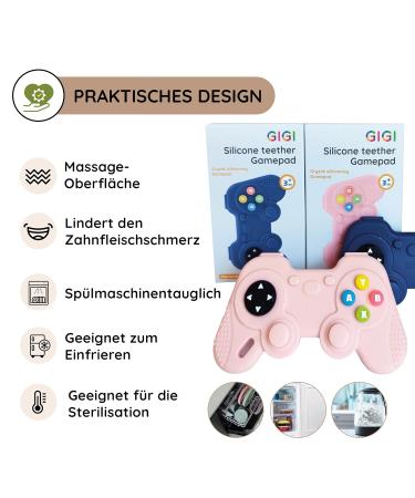 Gigi Kids Bite Rings Set for Babies - TV Remote & Gamepad Chew Toys - Silicone Easter Gifts for Children 3 Months+ - Gray & Blue - Buy Online on GoSupps.com