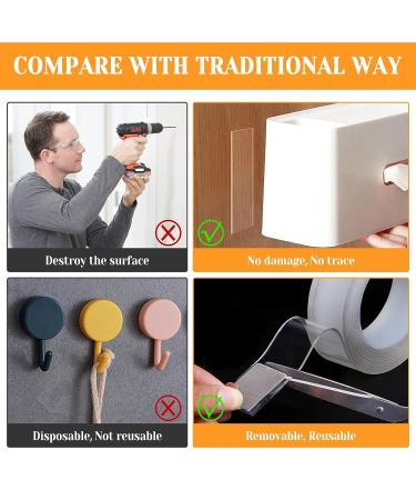 Double Sided Tape Heavy Duty Removable Mounting Tape Picture Hanging Strips Poster Tape for Walls Adhesive Transparent Tape for Carpet Rug Household O2Rolls(1.18inx6.5ft+0.39inx6.5ft) - Buy Online on GoSupps.com