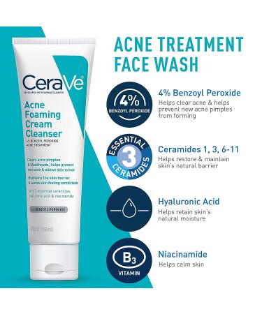 CeraVe Acne Skin Care Set - Benzoyl Peroxide Face Wash, Retinol Serum, SPF AM Moisturizer, PM Moisturizer | 5oz Cleanser + 1oz Serum + 2oz AM Lotion + 2oz PM Lotion - Buy Online on GoSupps.com